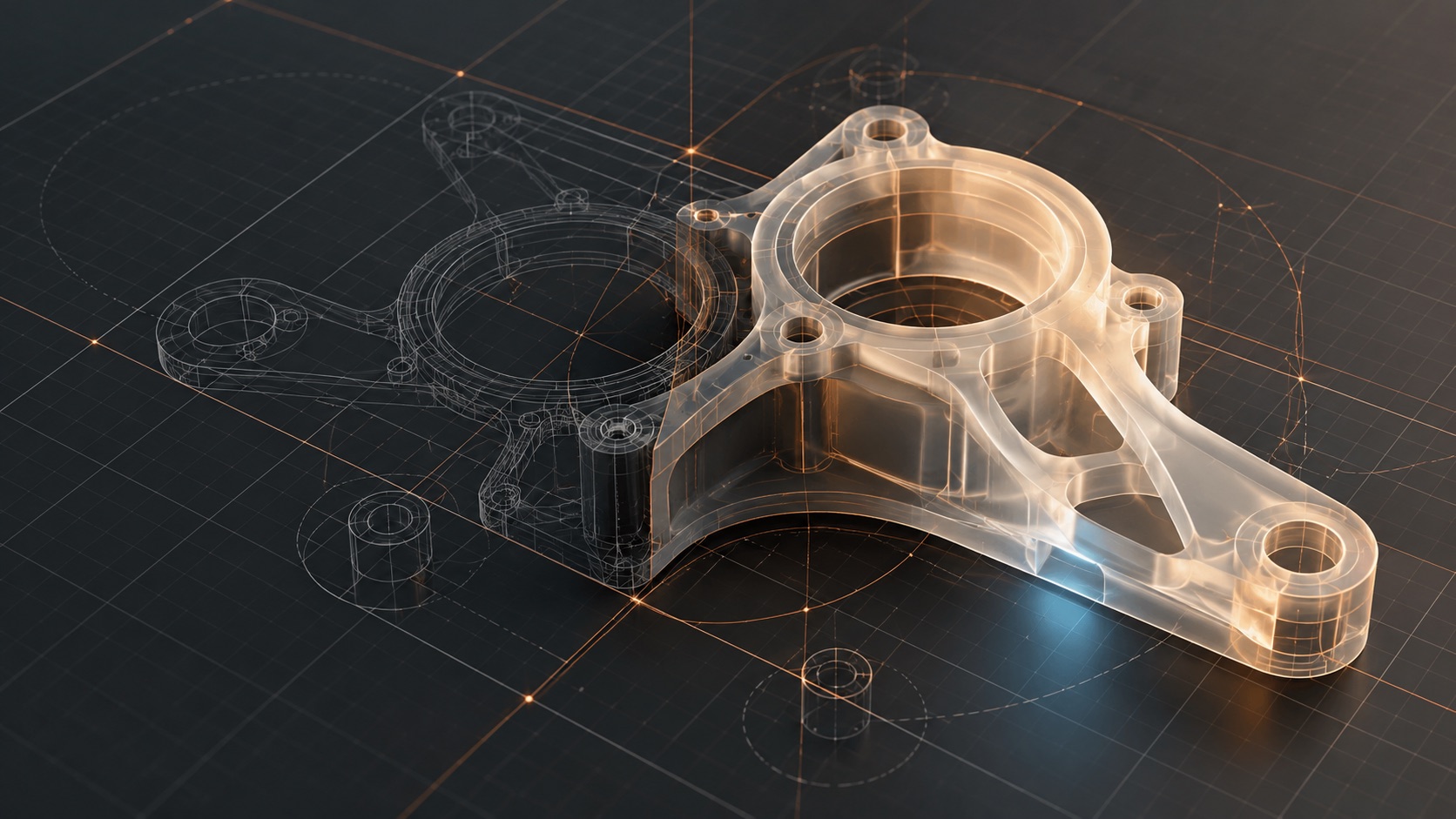 Abstract CAD-inspired three-dimensional engineering form